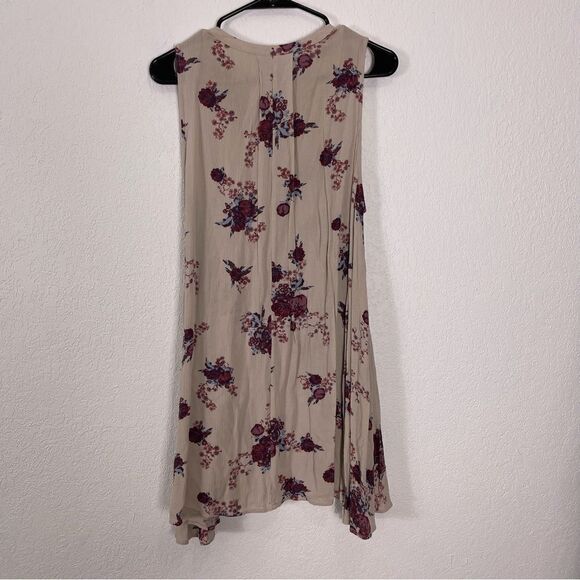 Free People Grey with Purple and Blue Floral Swing Tunic/Mini Dress - Picture 2 of 6